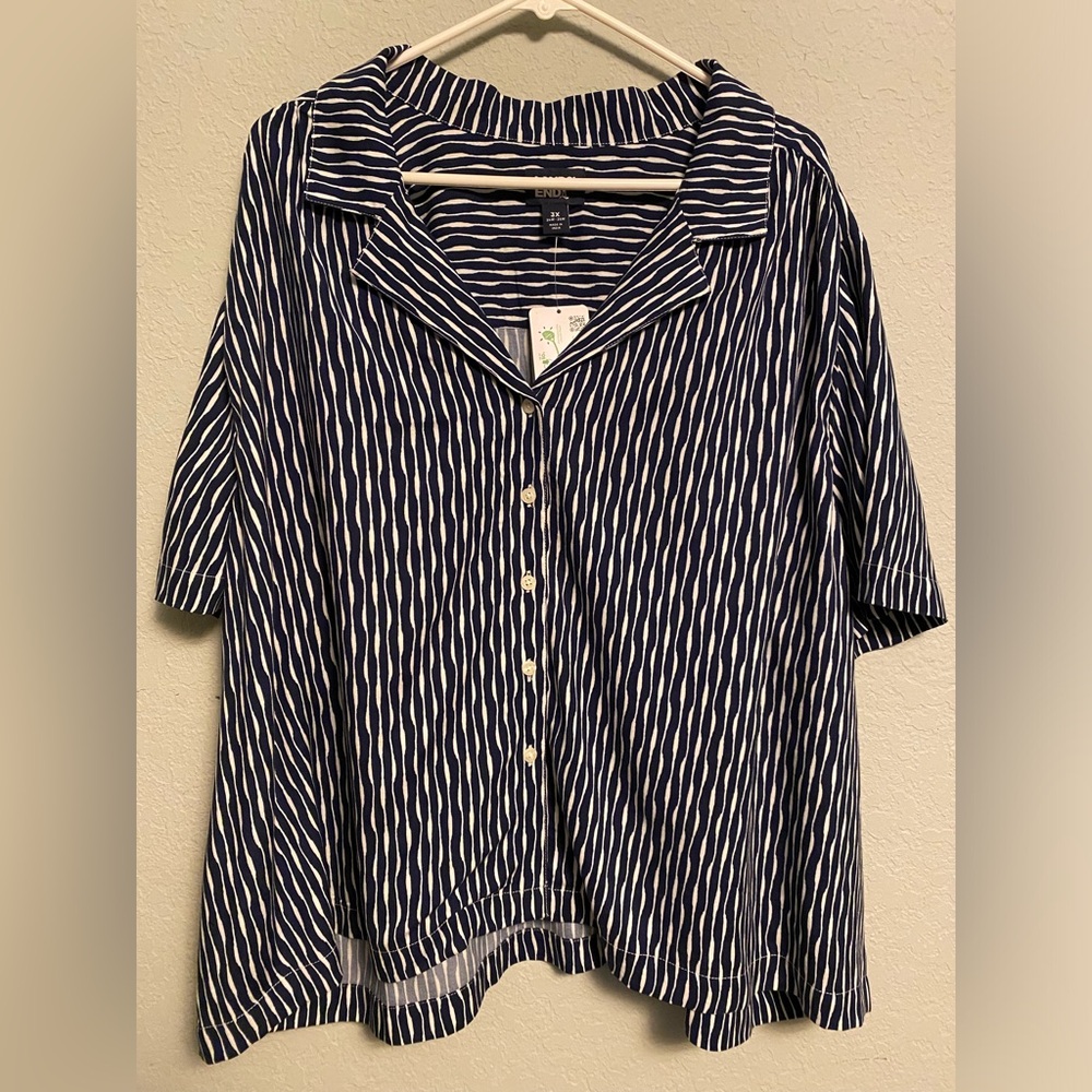 Lands End Plus Size Short Sleeve Camp Shirt Size 3x